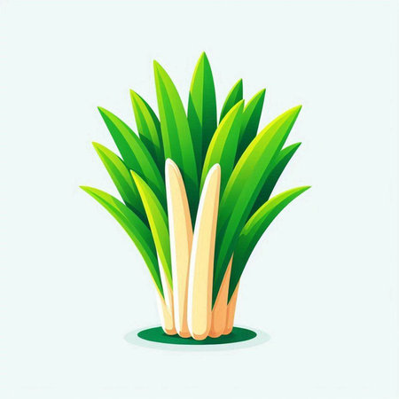 Illustration of a green grass in a pot on a white backgroundのイラスト素材