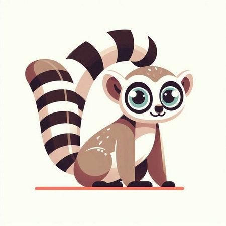 Cute cartoon lemur. Vector illustration of a funny animal.のイラスト素材