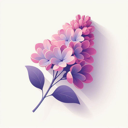 Illustration of lilac flowers on a white background. Vector illustration.のイラスト素材