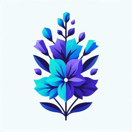Abstract blue flower with blue leaves. Vector illustration for your design.のイラスト素材