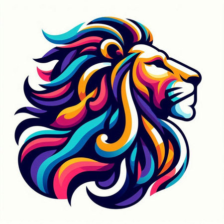Lion head. Colorful vector illustration isolated on white background.のイラスト素材