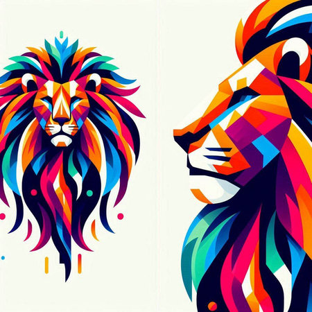 Lion head. Abstract colorful background. Vector illustration. EPS 10のイラスト素材