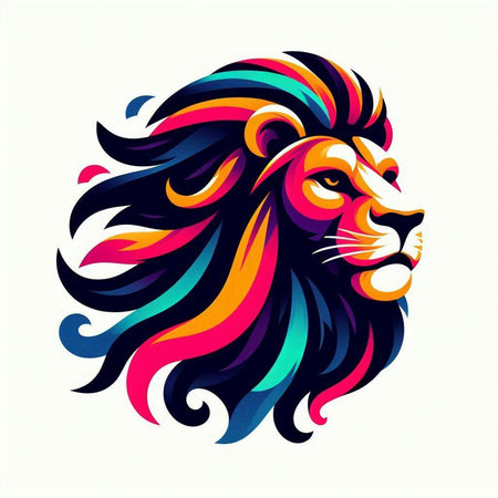 Lion head vector illustration. Colorful lion head vector illustration.のイラスト素材