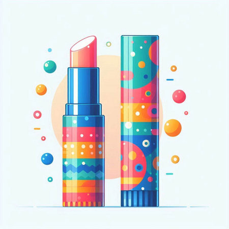 Lipstick vector illustration. Colorful lipsticks with colorful background.のイラスト素材