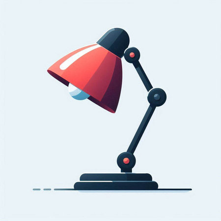 Illustration of a desk lamp on a blue background, vector illustrationのイラスト素材