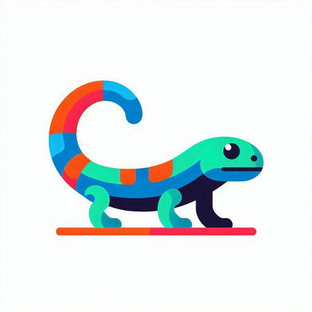 Gecko logo. Colorful reptile icon. Vector illustration.のイラスト素材