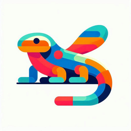 Illustration of a colorful lizard isolated on a white background, vector illustrationのイラスト素材