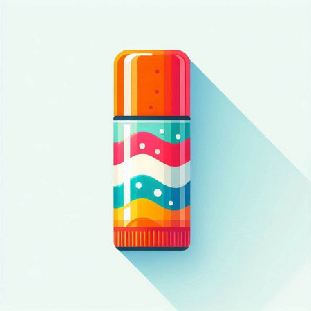 Cosmetic bottle with colorful design. Vector illustration. Flat design.のイラスト素材