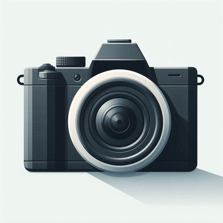 Digital camera on white background. 3D rendering. Digital illustration.のイラスト素材