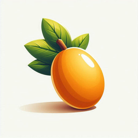 Illustration of a fresh loquat with leaves on a white backgroundのイラスト素材