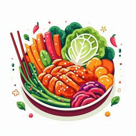 Illustration of chinese food. Vector illustration of japanese cuisine.のイラスト素材