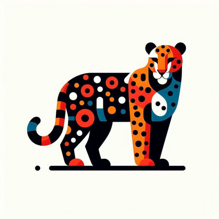 Vector illustration of a stylized cheetah on a white backgroundのイラスト素材