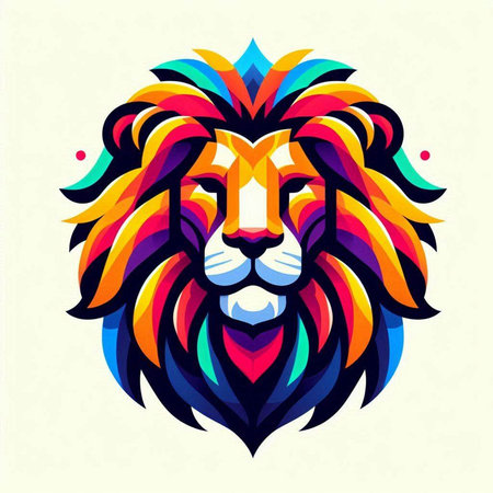 Lion head vector illustration. Colorful lion head vector illustration.のイラスト素材