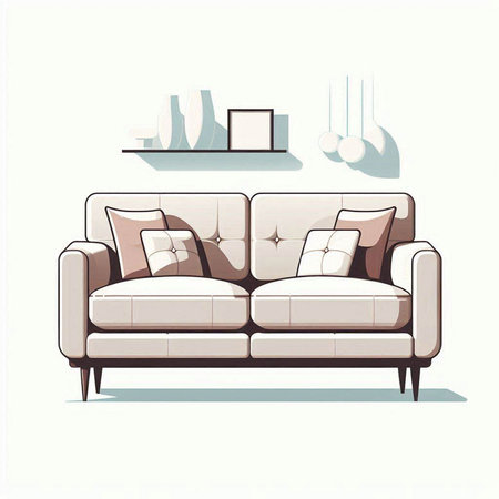 Sofa in living room. Vector illustration in flat style.のイラスト素材