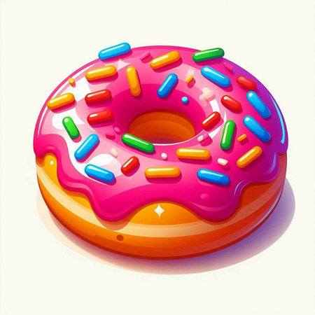 Donut with colorful sprinkles on white background. Vector illustration.のイラスト素材