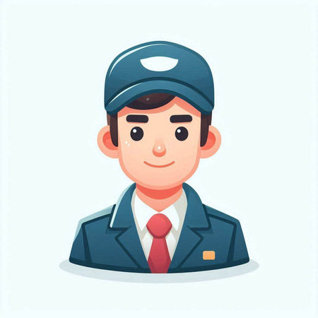 Handsome man in uniform and cap. Vector illustration in cartoon styleのイラスト素材