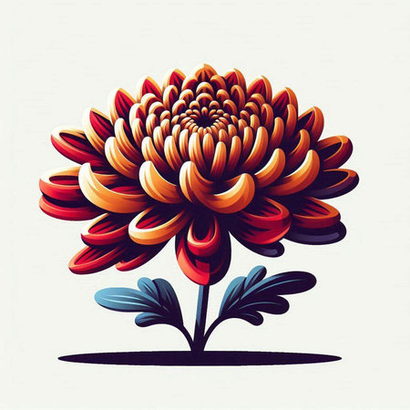 Beautiful colorful chrysanthemum flower. Vector illustration.のイラスト素材