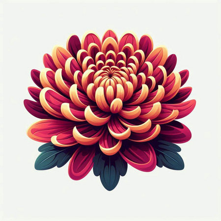 Illustration of a colorful chrysanthemum on a white backgroundのイラスト素材