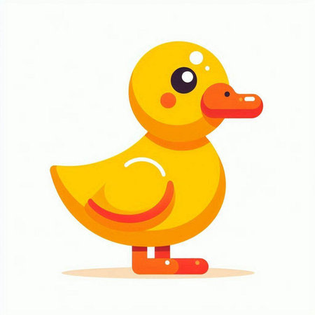 Yellow rubber duck on white background. Vector illustration in flat style.のイラスト素材