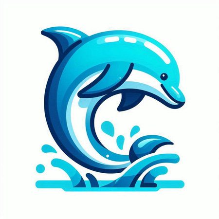 Dolphin logo design template. Vector illustration. Blue dolphin logo.のイラスト素材
