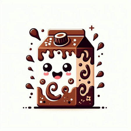 Milk box with funny face. Vector illustration on white background.のイラスト素材