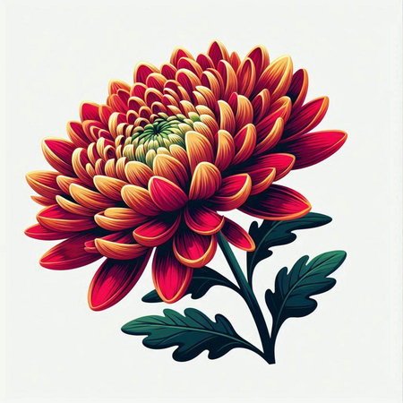 Red chrysanthemum on white background. Vector illustration.のイラスト素材