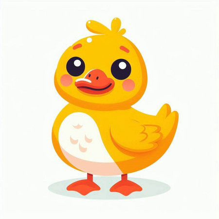 Cute yellow duckling isolated on white background. Vector illustration.のイラスト素材