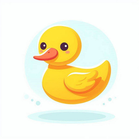 Cute yellow rubber duck on a white background. Vector illustration.のイラスト素材