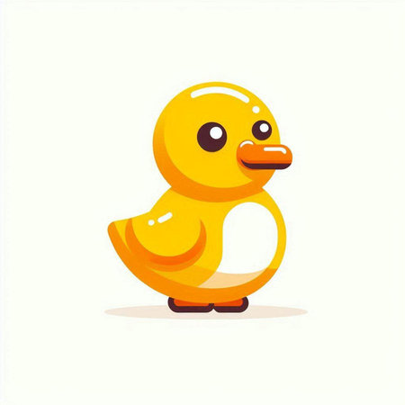 Cute yellow rubber duck isolated on white background. Vector illustration.のイラスト素材
