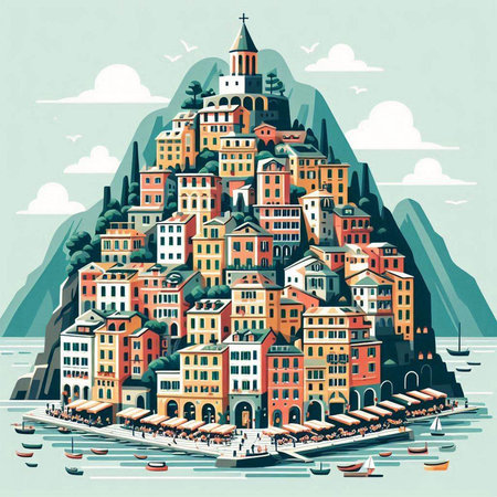 Vector illustration of the old town of Rovinj, Croatiaのイラスト素材