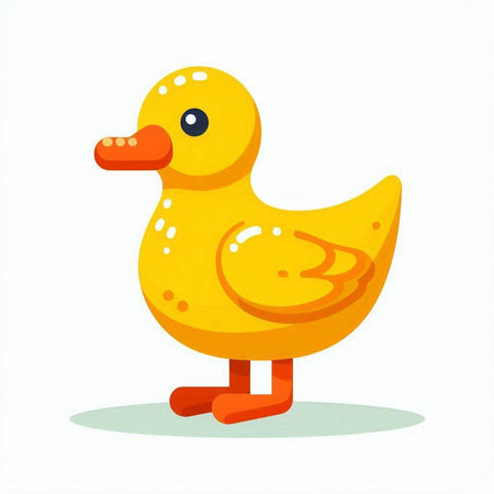 Cute yellow rubber duck isolated on white background. Vector illustration.のイラスト素材