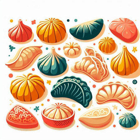 Vector illustration of a set of dumplings. Dumplings.のイラスト素材