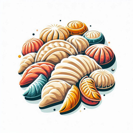 Illustration of croissants on white background. Vector illustration.のイラスト素材