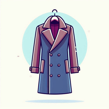 Fashion coat vector illustration in flat cartoon style. Winter coat icon.のイラスト素材