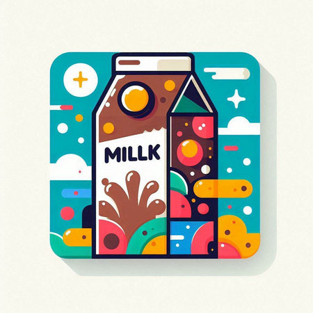 Milk bottle icon, vector illustration in flat design style with colorful background.のイラスト素材