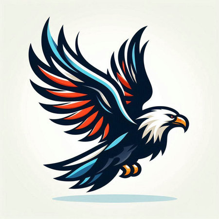 Eagle logo design. Vector illustration of an eagle with wings.のイラスト素材