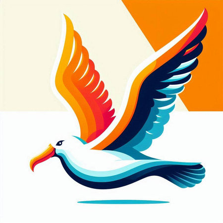 Flying seagull. Vector illustration of a flying seagull.のイラスト素材