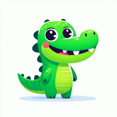 Cute cartoon crocodile character. Vector illustration isolated on white background.のイラスト素材