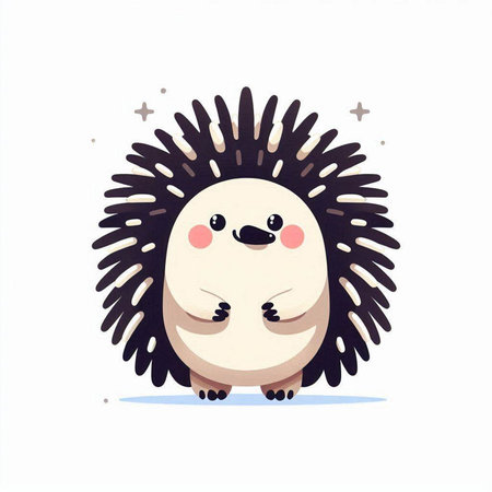 Cute cartoon hedgehog. Vector illustration on a white background.のイラスト素材