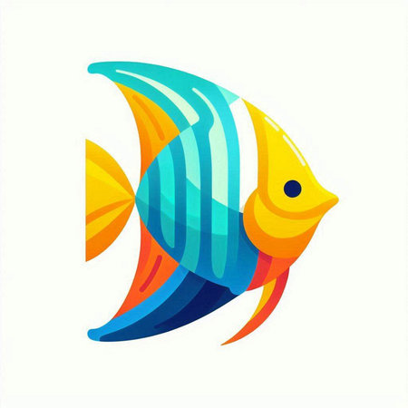 Fish logo design template. Vector illustration of a colorful tropical fish.のイラスト素材