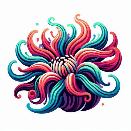 Colorful abstract flower vector illustration on white background. Design element for card, poster, banner.のイラスト素材