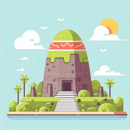Tomb of the dead in the desert. Vector illustration in flat styleのイラスト素材
