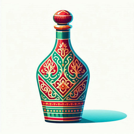 Colorful vector illustration of a bottle with ornament on a white backgroundのイラスト素材