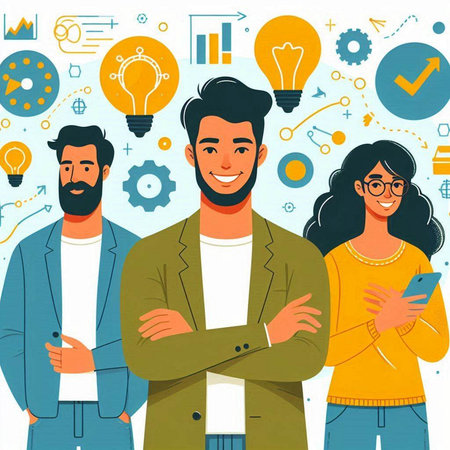 Teamwork concept. Business people teamwork. Vector illustration in flat styleのイラスト素材