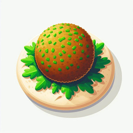 Illustration of a hamburger with green leaves on a white backgroundのイラスト素材