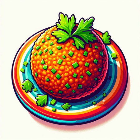 Strawberry on colorful plate. Vector illustration in retro style.のイラスト素材