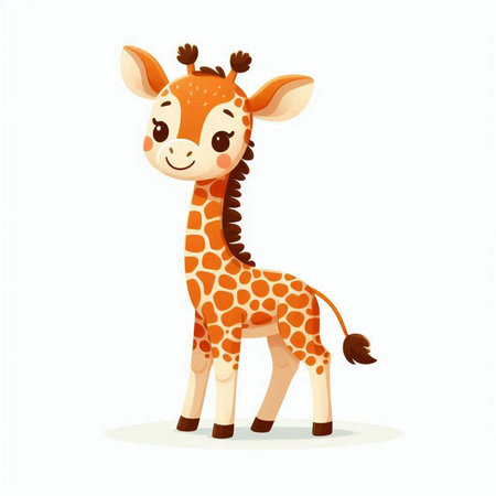 Cute cartoon giraffe isolated on white background. Vector illustration.のイラスト素材