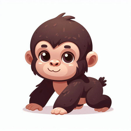 Cute little monkey isolated on white background. Vector cartoon illustration.のイラスト素材