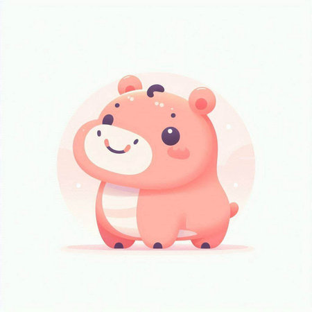 Cute cartoon hippopotamus. Vector illustration in a flat style.のイラスト素材