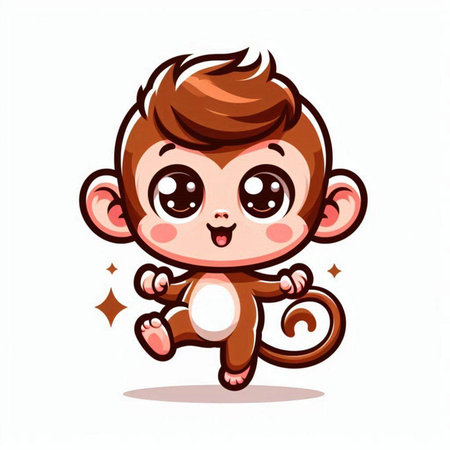 Cute cartoon monkey isolated on a white background. Vector illustration.のイラスト素材